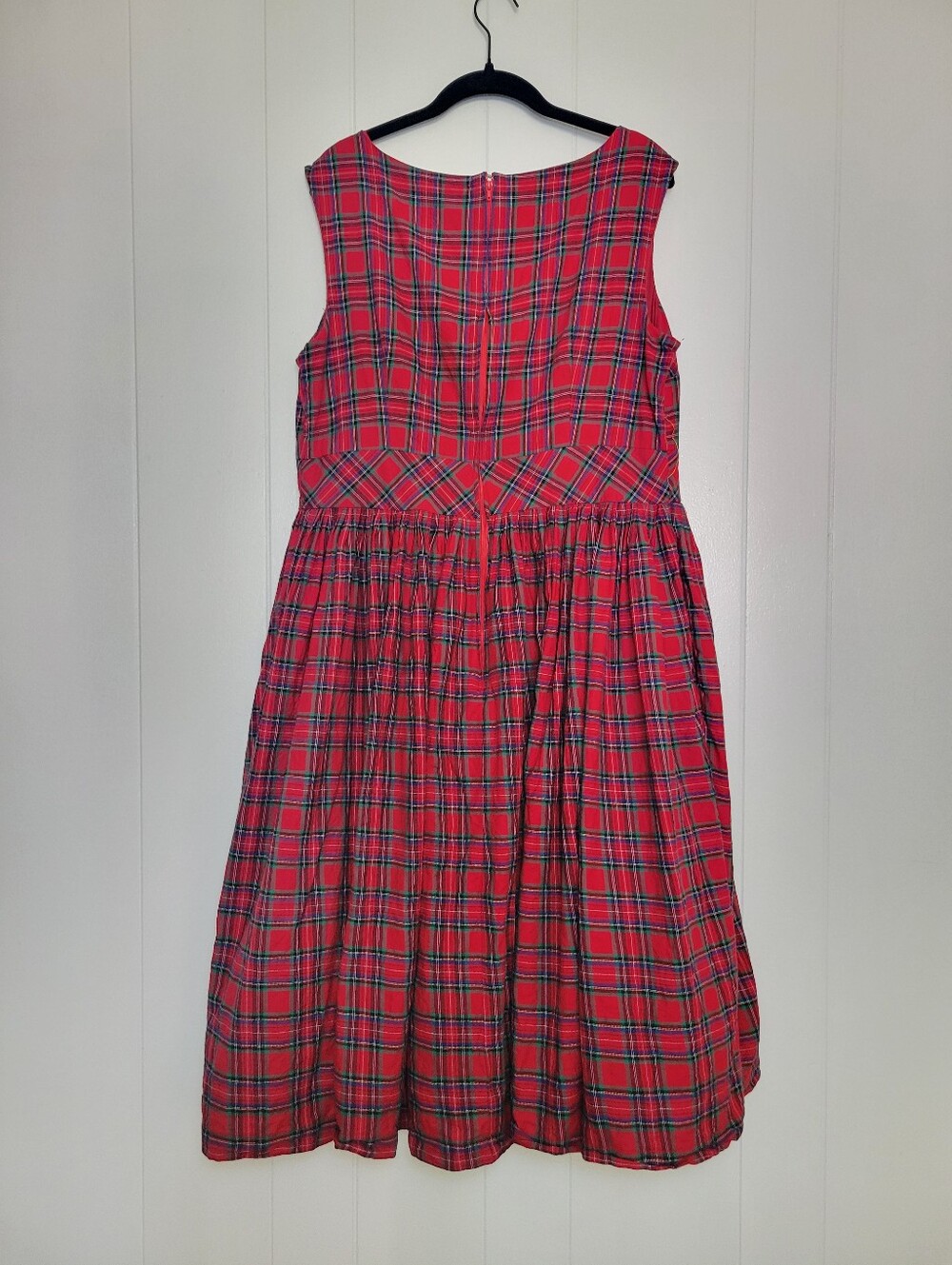 Modcloth Red Plaid Swing Dress Rockabilly Pin Up Retro Netted Skirt Holiday 16 - Picture 11 of 14